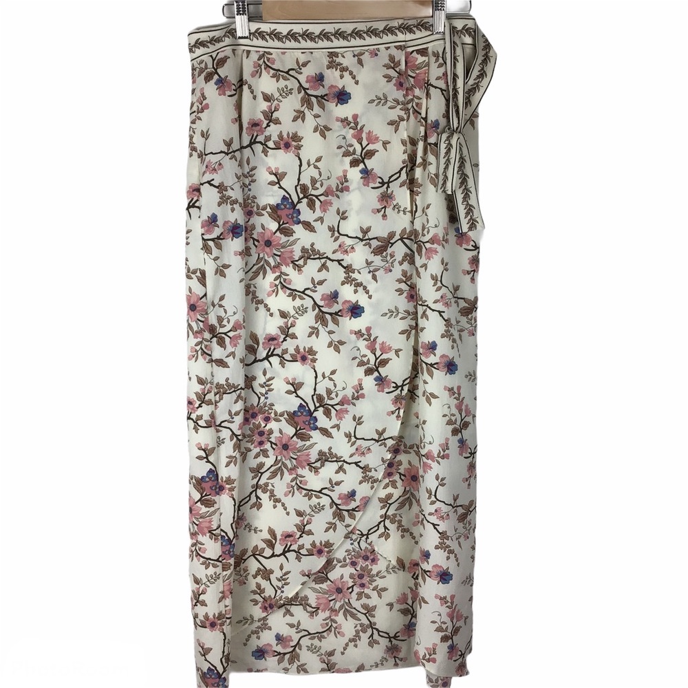 NWT MAX STUDIO Floral Print Midi Wrap Skirt Medium